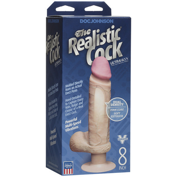 The Realistic Cock 8 Inch Vibrating Dildo Flesh Pink