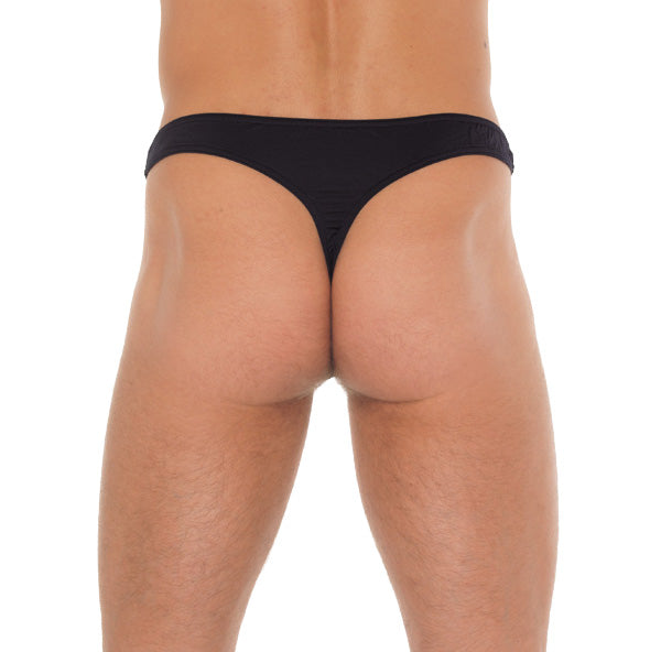 Mens Black GString With A Net Pouch