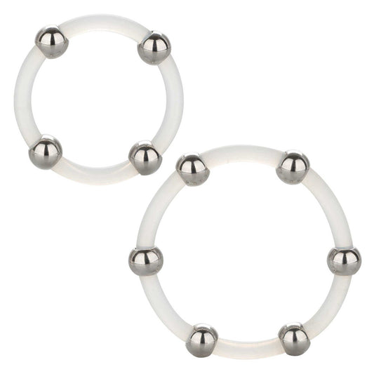 Steel Beaded Silicone Ring Set